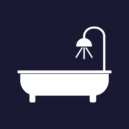 Vector icon of having a shower or a bathroom in the room on dark blue background.のイラスト素材