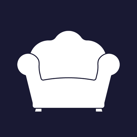 Vector image armchair. Vintage Retro Armchair Icon. Vector white icon on dark blue background.のイラスト素材