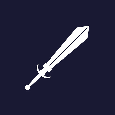 Vector image sword.  Vector white icon on dark blue background.のイラスト素材