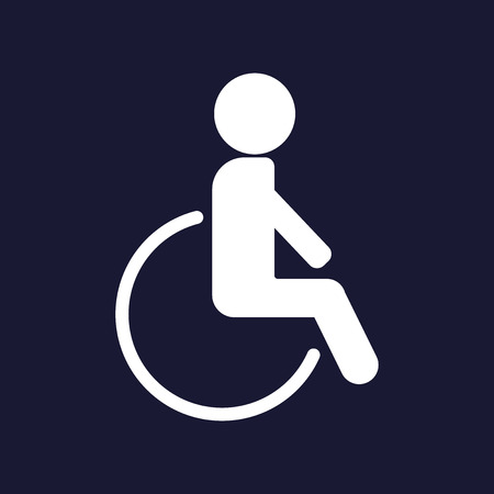 Vector icon illustration Wheelchair icon. Vector white icon on dark blue background.のイラスト素材