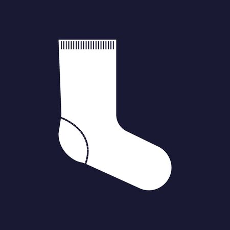 Vector knitted socks icon. Vector white icon on dark blue background.のイラスト素材