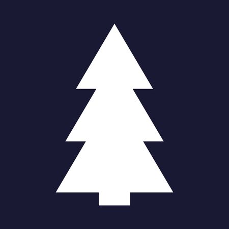 Vector image of Christmas tree, fir-tree.Vector white icon on dark blue background.のイラスト素材