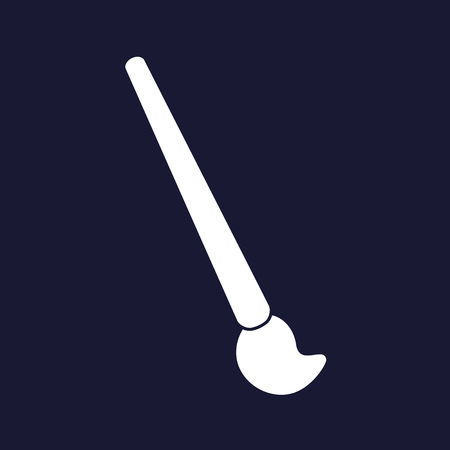 Vector image of a brush for drawing.  Vector white icon on dark blue background.のイラスト素材