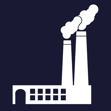 Vector Image factory. Vector white icon on dark blue background.のイラスト素材