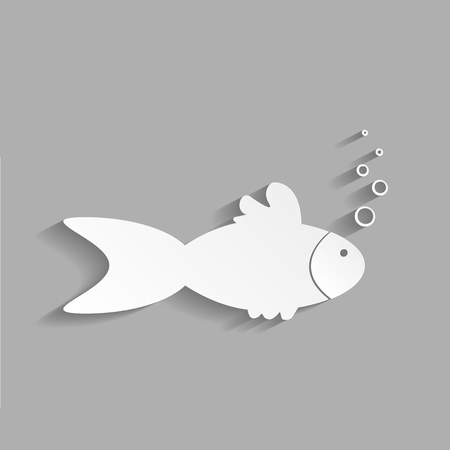 Vector image of fish and bubbles with shadow designのイラスト素材