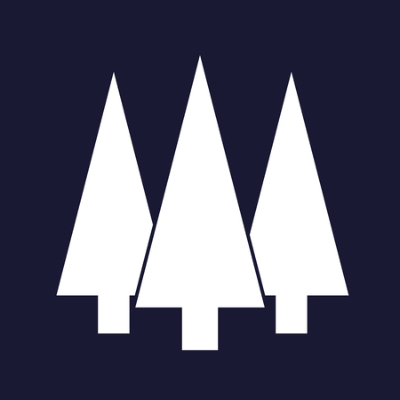 Vector image of Christmas tree, fir-tree.Vector white icon on dark blue background.のイラスト素材