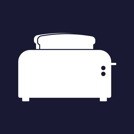 Vector image of a toaster and bread. Kitchen Appliances. Vector white icon on dark blue background.のイラスト素材