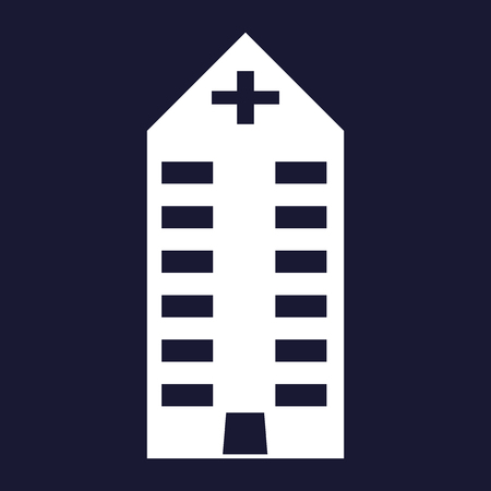Vector hospital icon.Vector white icon on dark blue background.のイラスト素材