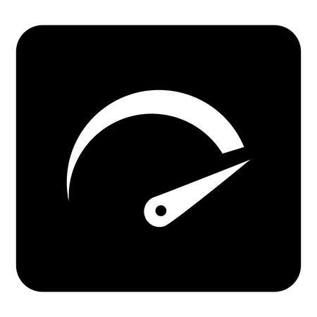 Vector icon speedometer. Vector white illustration on black backgroundのイラスト素材