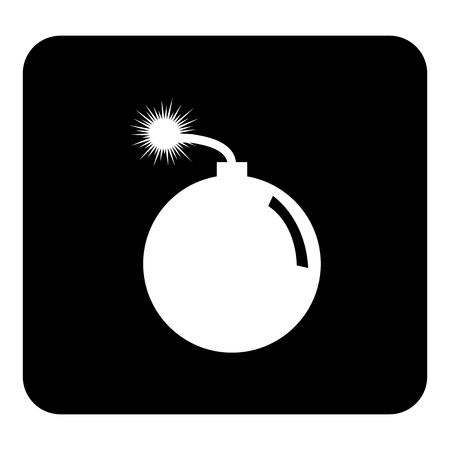 Vector icon bomb. Vector white illustration on black backgroundのイラスト素材