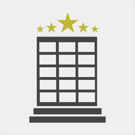 Vector hotel image. Hotel business icon. Image icon of a five-star hotel.のイラスト素材