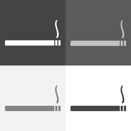 Vector image set cigarettes with smoke. Vector cigarettes  icon on white-grey-black color.のイラスト素材