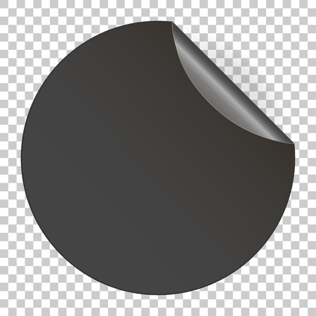 Blank empty black round sticker.  Vector image with a turned edge. Promotional sticker on  on transparent backgroundのイラスト素材