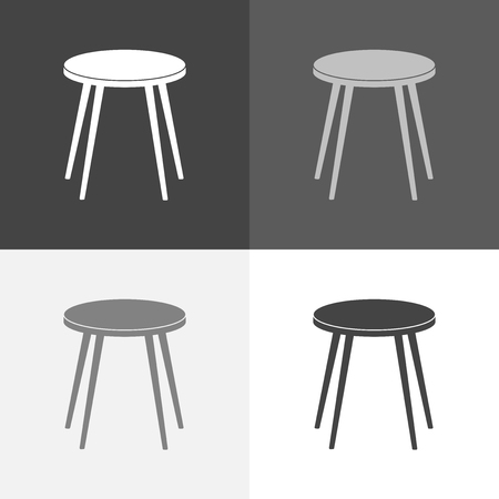 Vector set image icon stool. Chair icon. Vector white icon on white-grey-black color.のイラスト素材
