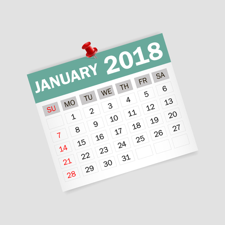 January 2018. Calendar vector illustrationの写真素材