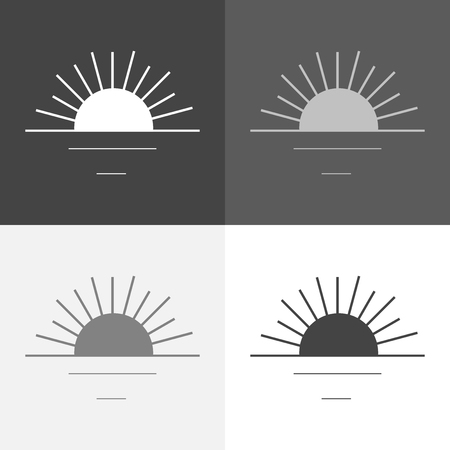 Vector icon set sunset, sunrise symbol on white-grey-black colorのイラスト素材