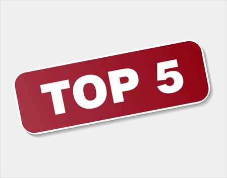 Top 5 red vector icon. Top five red stamp on grey background.のイラスト素材