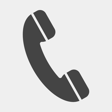 Handset vector icon. Phone icon in flat style on light-grey backgroundのイラスト素材