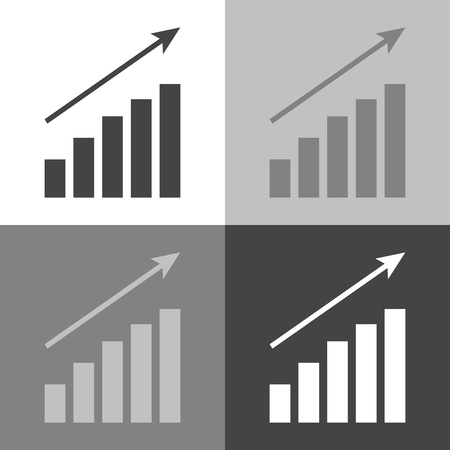 Growth chart, Infographic, chart icon, Flat vector illustration. Business concept chart pictogram. Vector set icon on white-gray-black colorの写真素材