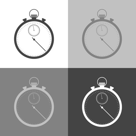Vector stopwatch icon. Vector stopwatch icon set on white-grey-black colorの写真素材