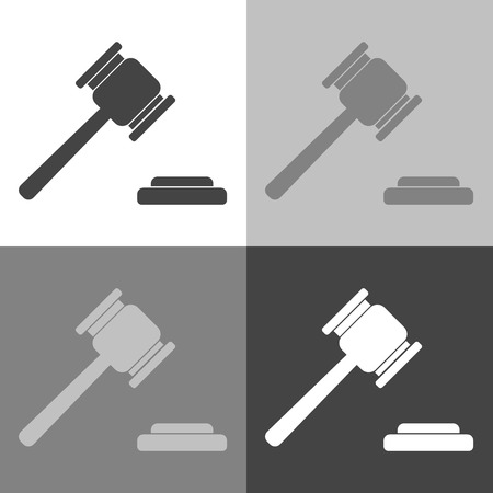 Vector image of a judge gavel court hammer. Vector icon of a hammer of justice. Auction Vector illustration. Vector on white-grey-black colorの写真素材