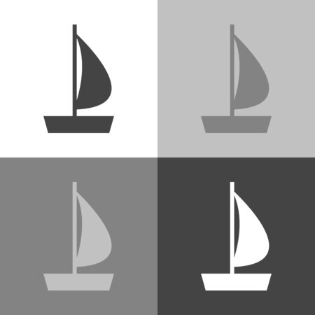 Ship, boat. Sail ship.  Set vector icon on white-grey-black color の写真素材