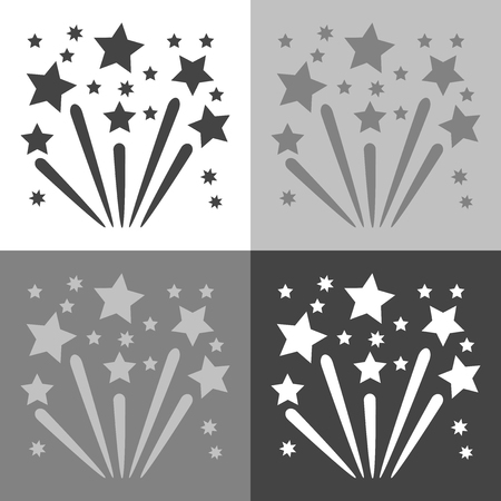 Vector image of fireworks. Icon Set Celebratory Fireworks on white-grey-black colorのイラスト素材