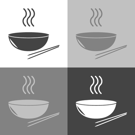 Vector Japanese or Chinese food chopsticks vector illustration. Miso soup. Food sticks. Asian food on white-grey-black color のイラスト素材