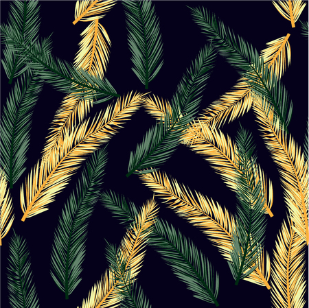Vector infinite pattern of palm leaves. Seamless summer patternのイラスト素材