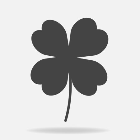 Vector icon four-leafed clover. Vector illustration on a gray backgroundのイラスト素材