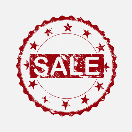 Vector icon round stamp. Aged grunge inscription saleのイラスト素材