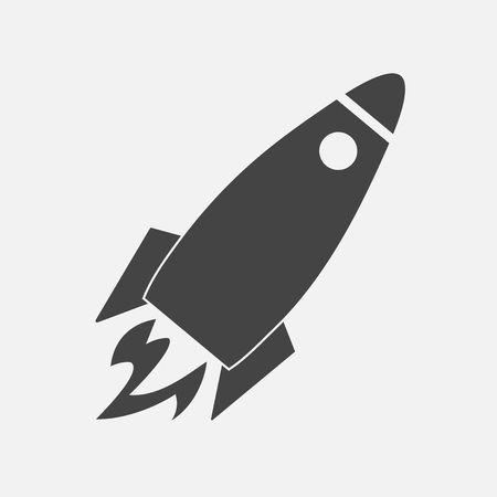 Vector icon flying rocket. Rocket Icon Vector illustration isolated on light background.のイラスト素材