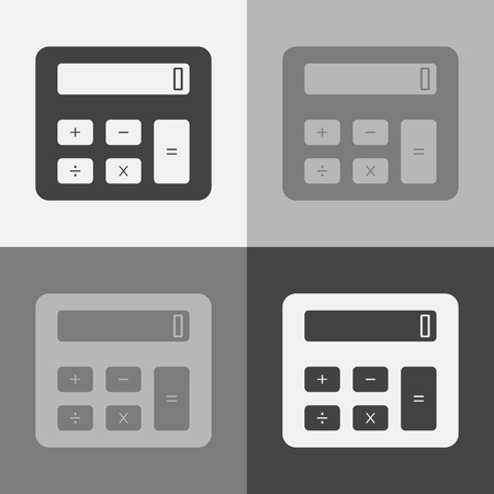Vector icon set calculator on gray backgroundのイラスト素材