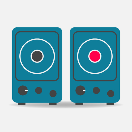 Musical stereo speakers vector icon. The stereo speaker is turned on and off.のイラスト素材