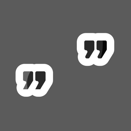 Vector colored sticker image of quotes.  White vector icon. Layers grouped for easy editing illustration.  For your design.のイラスト素材