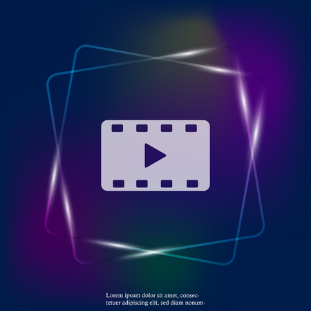 Video play neon light icon. Vector illustration play video. Layers grouped for easy editing illustration. For your design.のイラスト素材