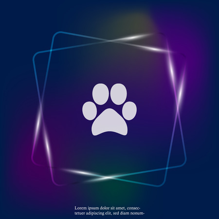 Vector neon light icon animal paw imprint. Paw illustration. Layers grouped for easy editing illustration. For your designのイラスト素材