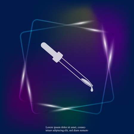 Vector neon light image dropper. Vector pipette icon. Layers grouped for easy editing illustration. For your design.のイラスト素材