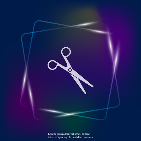 Vector neon light icon scissors. Layers grouped for easy editing illustration. For your design.のイラスト素材