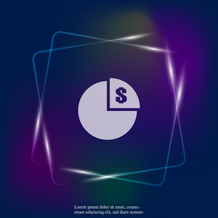 Vector neon light image of a circle with a carved sector. Vector icon of a pie chart of the division of money. Layers grouped for easy editing illustration. For your design.のイラスト素材