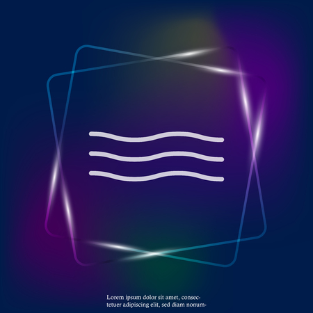 Three waves vector neon light icon. Symbol of sea water. The symbol of a sound wave. Minimalist design. Layers grouped for easy editing illustration. For your design.のイラスト素材