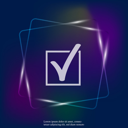 Vector check mark neon light icon. Layers grouped for easy editing illustration. For your design.のイラスト素材