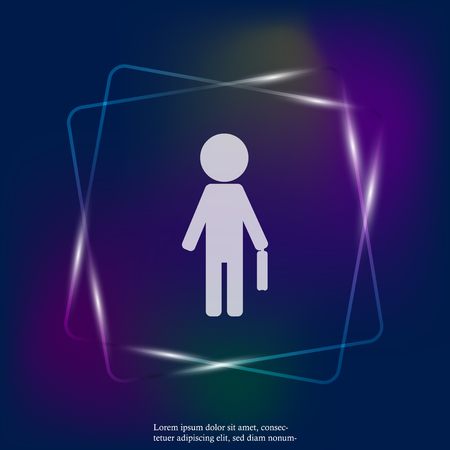 Vector neon light image business man with bag or schoolboy with a briefcase. Layers grouped for easy editing illustration. For your designのイラスト素材