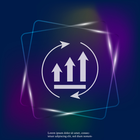 Growth graph with arrows in a circle. Vector business neon light icon schedule. Layers grouped for easy editing illustration. For your design.のイラスト素材