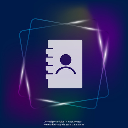 Phone book. Vector neon light icon of a notebook for recording telephone numbers. Layers grouped for easy editing illustration. For your design.のイラスト素材