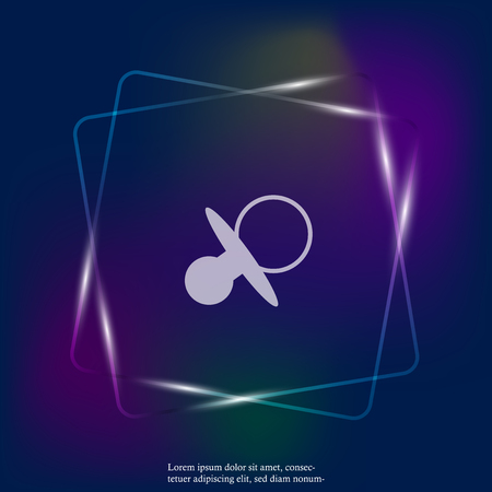 Vector neon light icon of baby pacifier. Vector pacifier illustration. Layers grouped for easy editing illustration. For your design.のイラスト素材