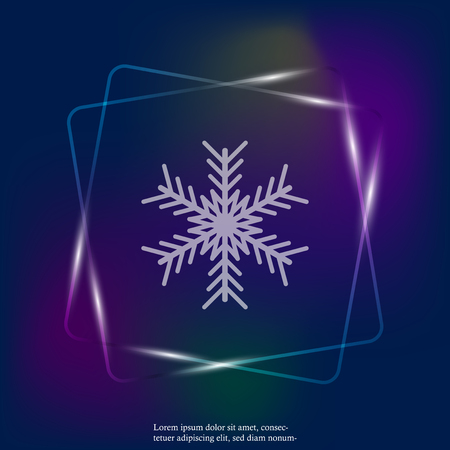Vector neon light image of a snowflake. Snow icon. Snow in winter. Layers grouped for easy editing illustration. For your design.のイラスト素材