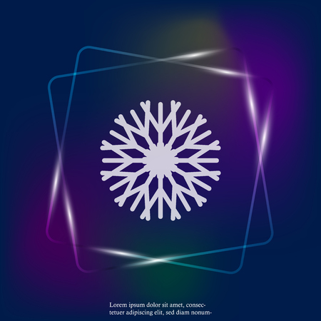 Vector neon light image of a snowflake. Snow icon. Snow in winter. Layers grouped for easy editing illustration. For your design.のイラスト素材
