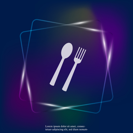 Vector set icon fork, spoon. Cutlery. Table setting neon light icon. Layers grouped for easy editing illustration. For your design.のイラスト素材