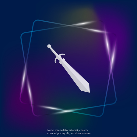 Vector neon light icon sword. Layers grouped for easy editing illustration. For your design.のイラスト素材